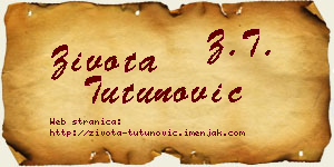 Života Tutunović vizit kartica